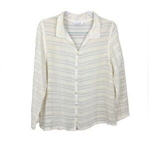 Fresh Produce Striped Semi Sheer Button Down Shirt